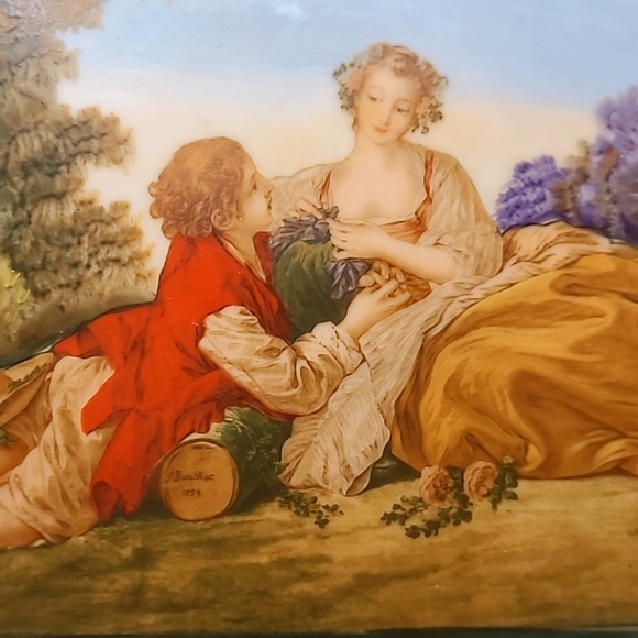 French c.1910 Porcelain Hand-Painted Plate from painting by François Boucher - Picture 5 of 7